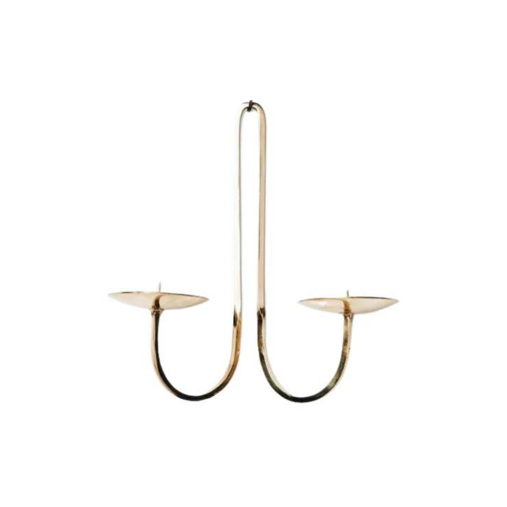 Double Arm Brass Candle Holder