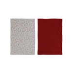 Waffle Weave Towel Set, White & Red