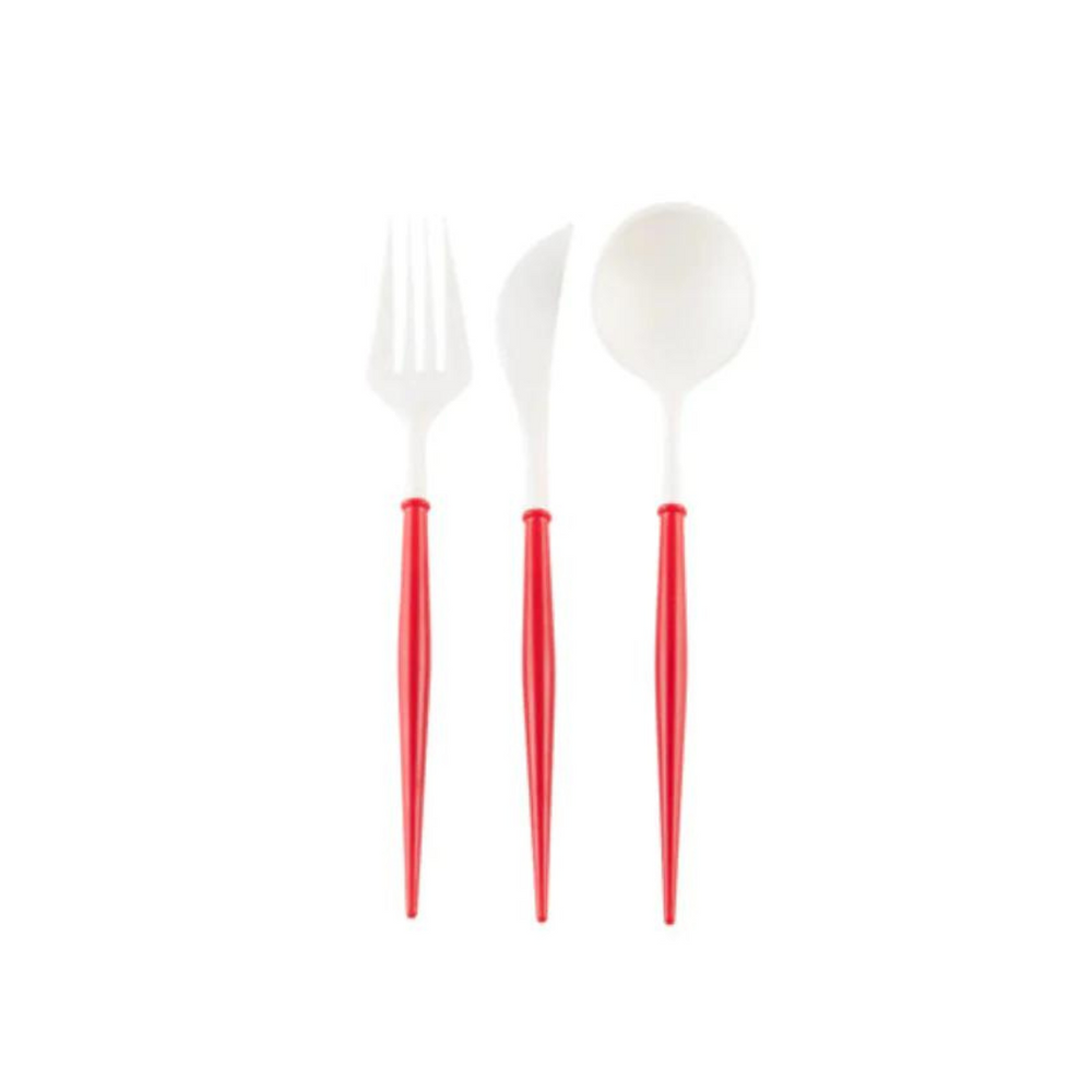 Cutlery White / Red Handle