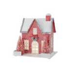 9.5" Red Lighted Paper House