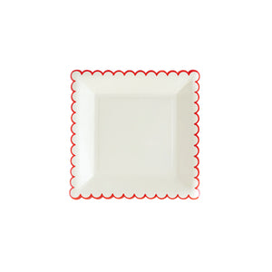 White / Red Scallop 9" Plate
