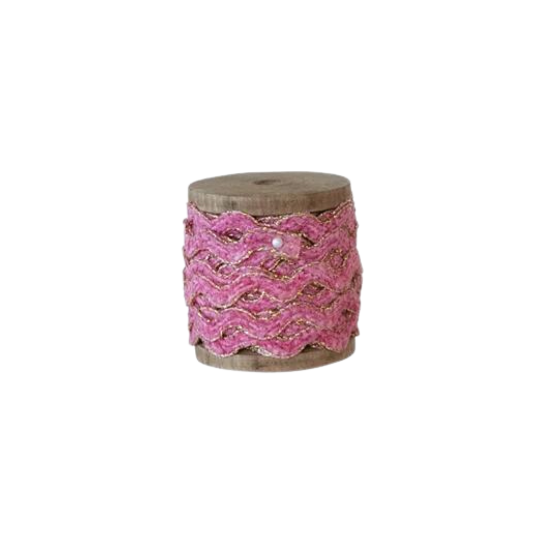 Chenille Scalloped Ribbon – Pink Antlers