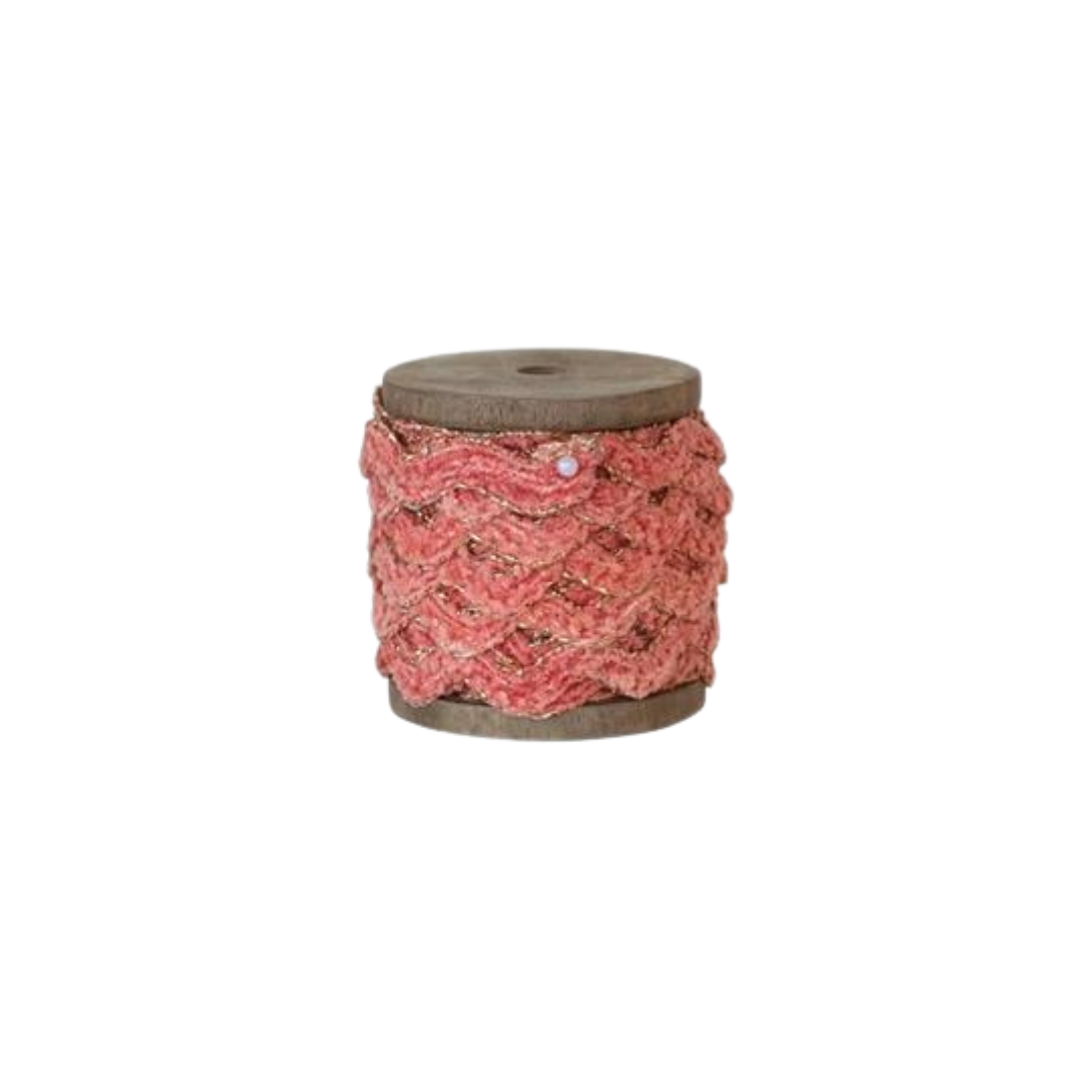 Chenille Scalloped Ribbon – Pink Antlers