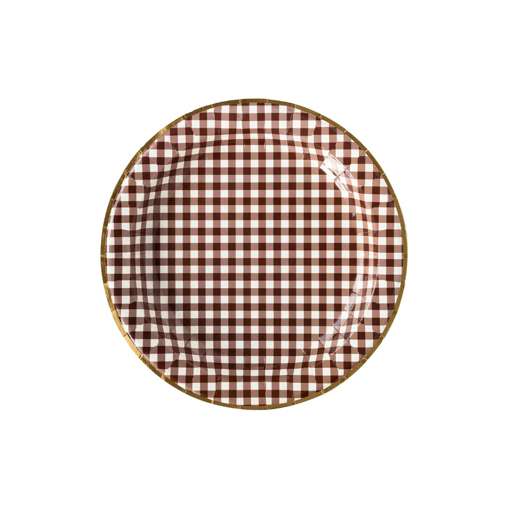 
            
                Load image into Gallery viewer, Brown Gingham Check 11&amp;quot; Plate
            
        