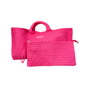 Bright Pink Woven Mahjong Tote – Pink Antlers Bright Pink Woven Mahjong Tote – Pink Antlers
