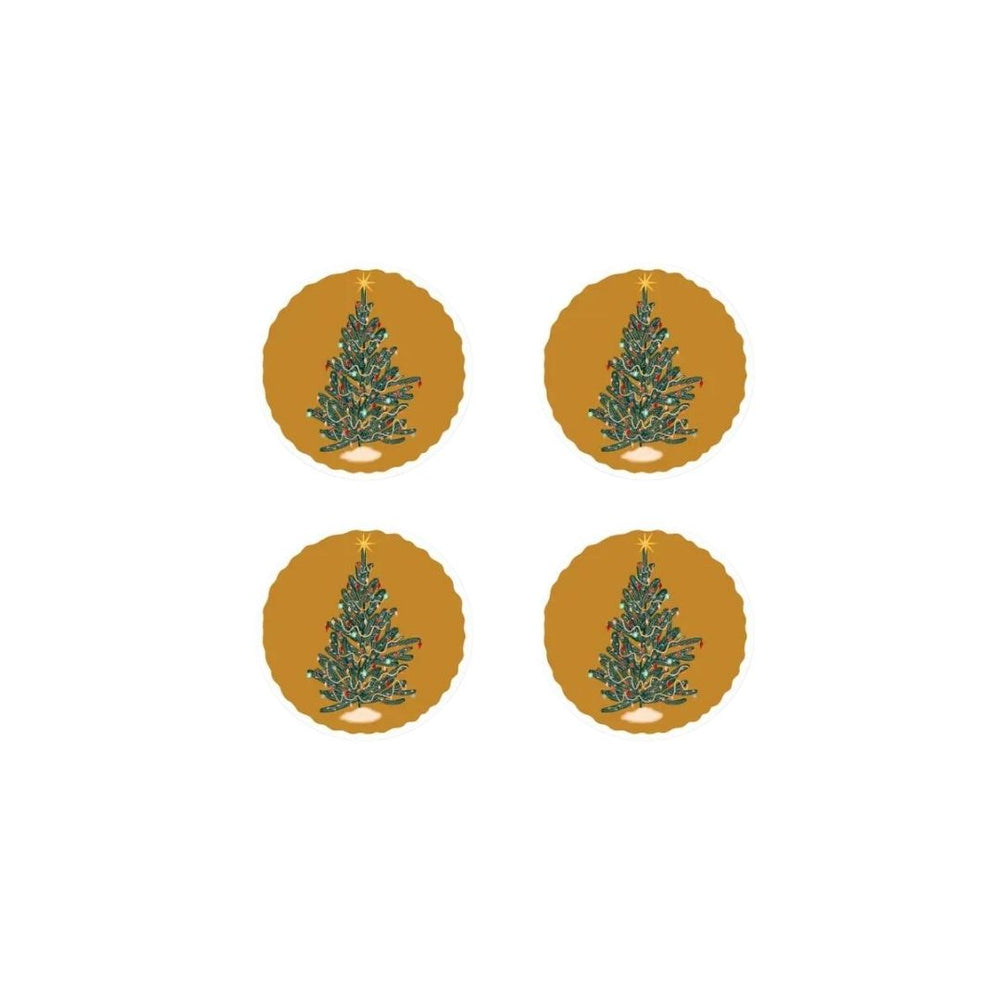 Golden Christmas Tree Coaster Set