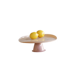 Small Coral & Yellow Glass Pedestal