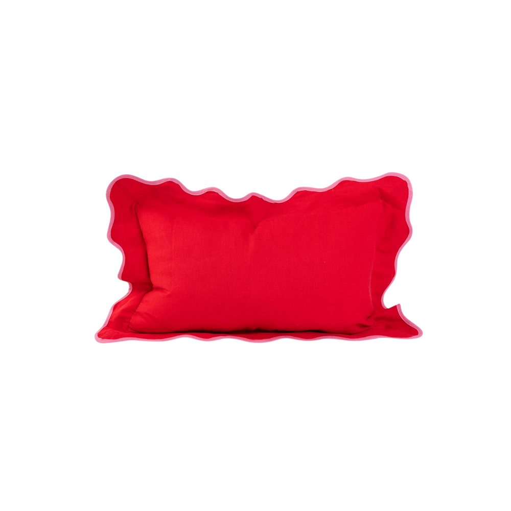 Cherry & Light Pink Darcy Linen Lumbar Pillow