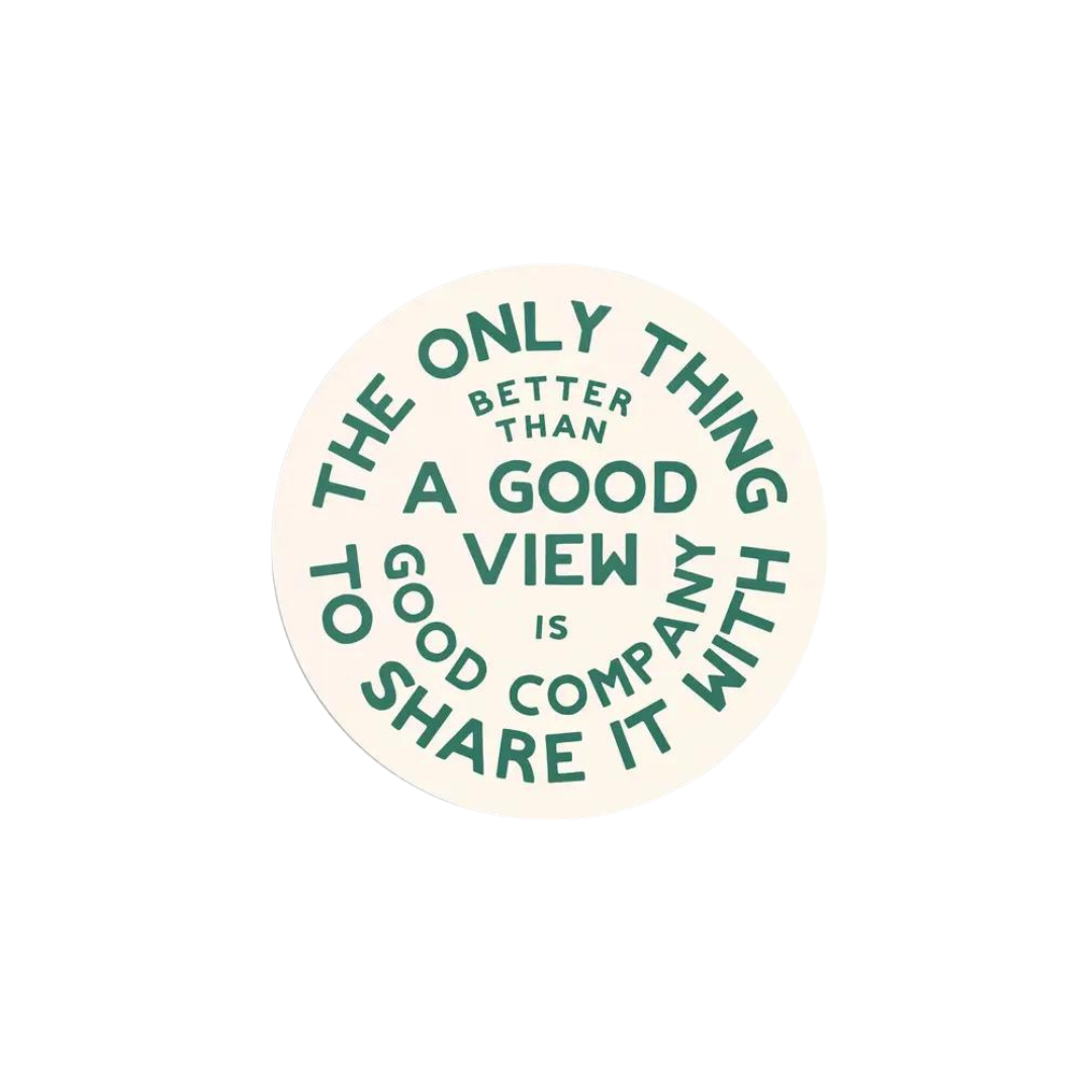 'Good Views and Good Company' Vinyl Sticker Pink Antlers