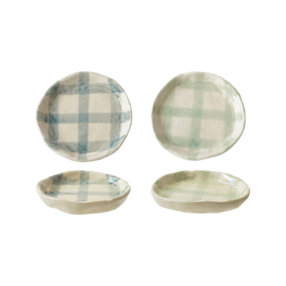 Hand-Painted Plaid Plate