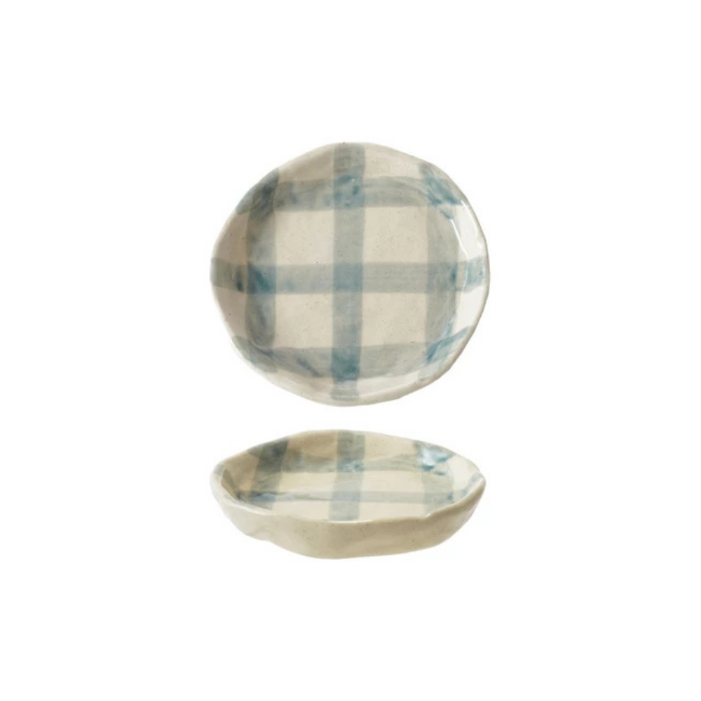 Hand-Painted Plaid Plate