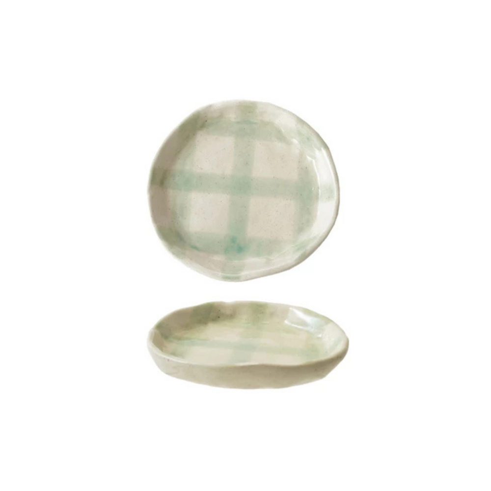 Hand-Painted Plaid Plate