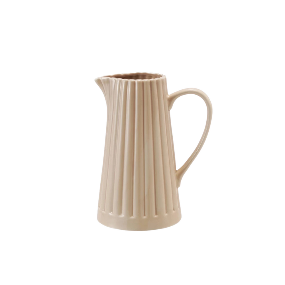 Cream Ribbed Pitcher