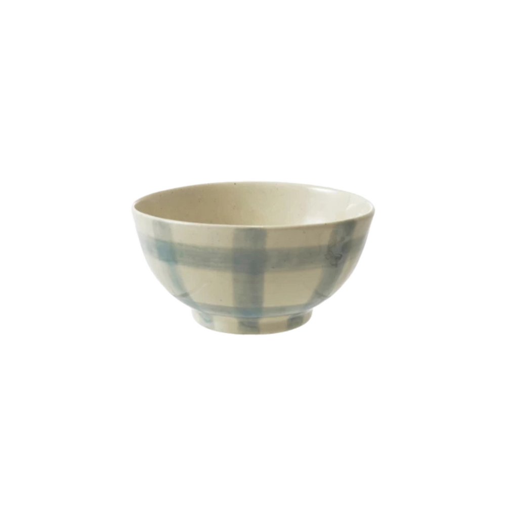 Hand-Painted Plaid Bowl