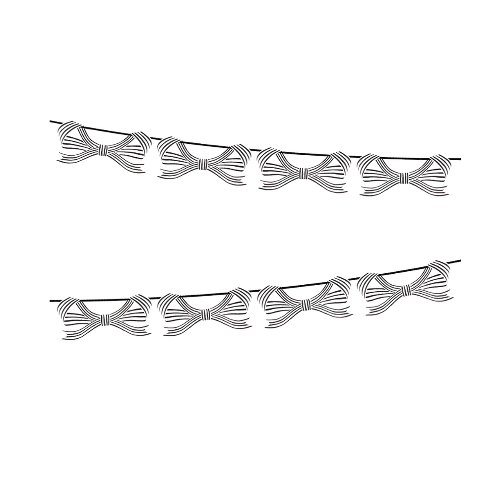 Black & White Stripy Bow Garland