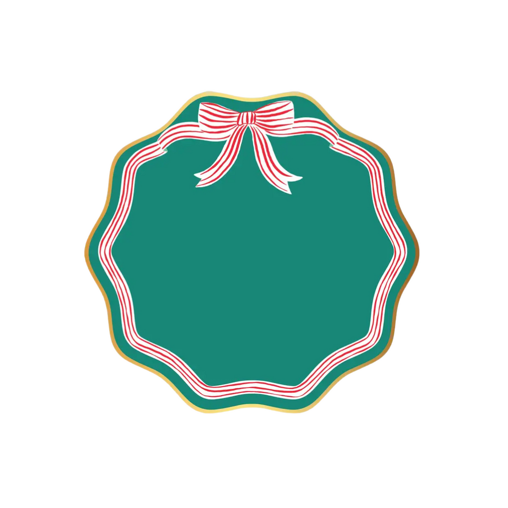 Green Peppermint Bow Plates