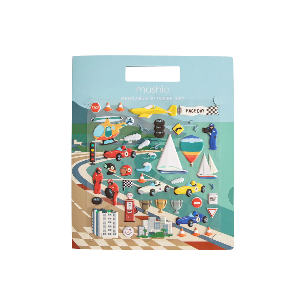 Reusable Race Cars Sticker Set