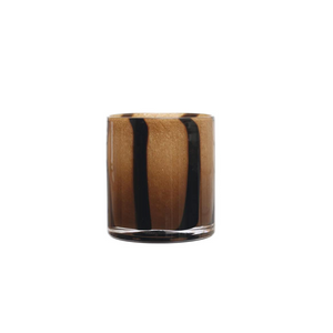 
            
                Load image into Gallery viewer, Brown Glass Candle Holder with Stripes
            
        
