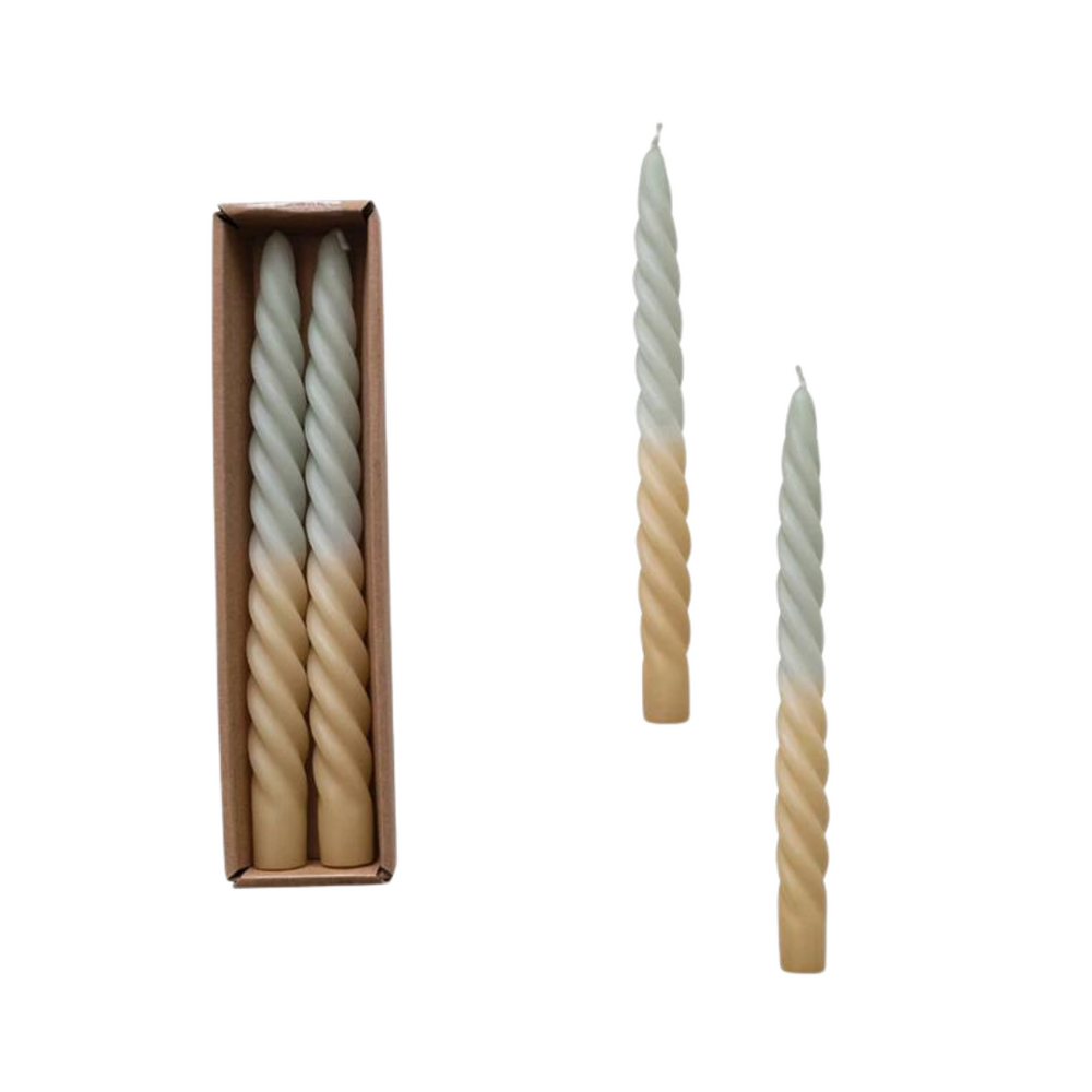 Mint Ombre Twisted Tapers, Set of 2