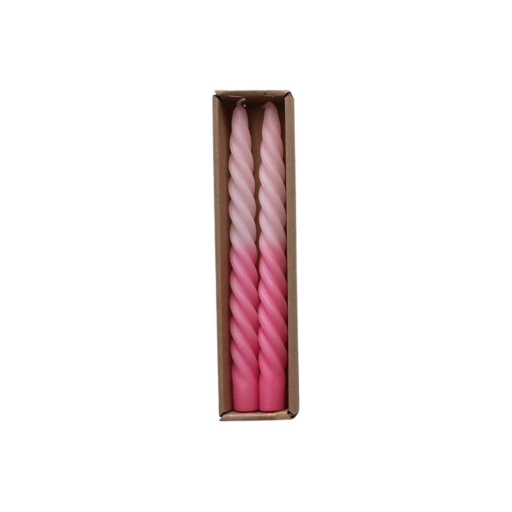 Pink Ombre Twisted Tapers, Set of 2
