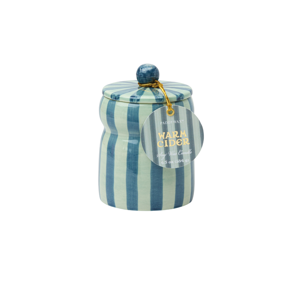 Warm Cider Striped Candle