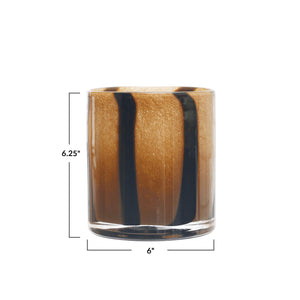 
            
                Load image into Gallery viewer, Brown Glass Candle Holder with Stripes
            
        