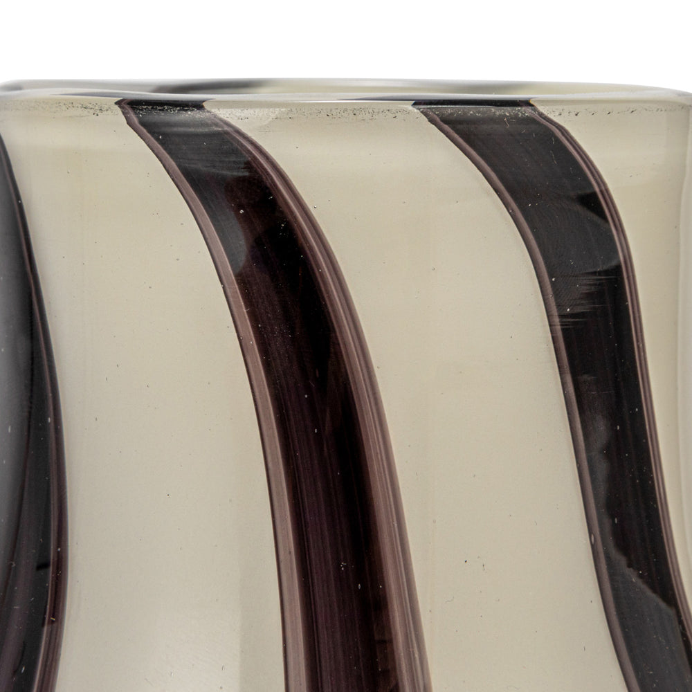Black & White Glass Vase with Stripes