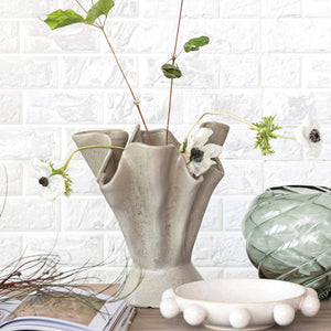 Stoneware Ruffled Vase