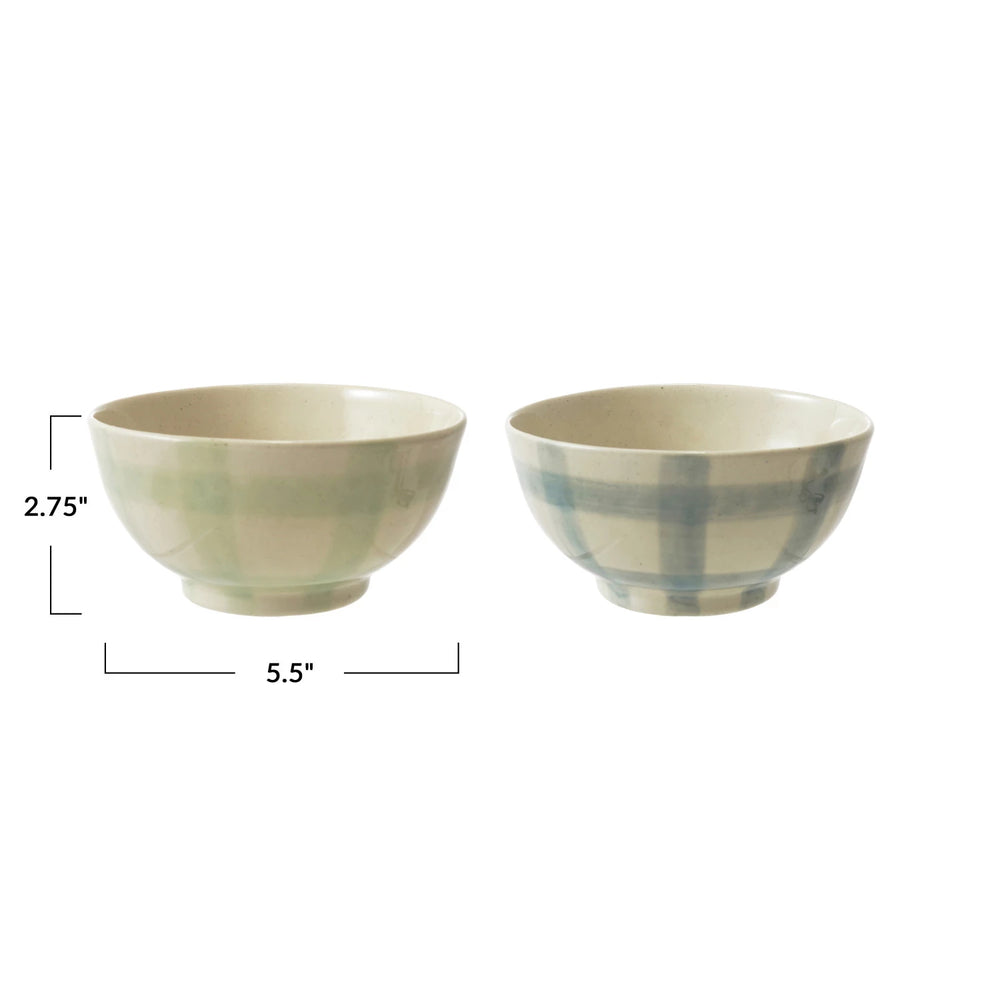 Hand-Painted Plaid Bowl