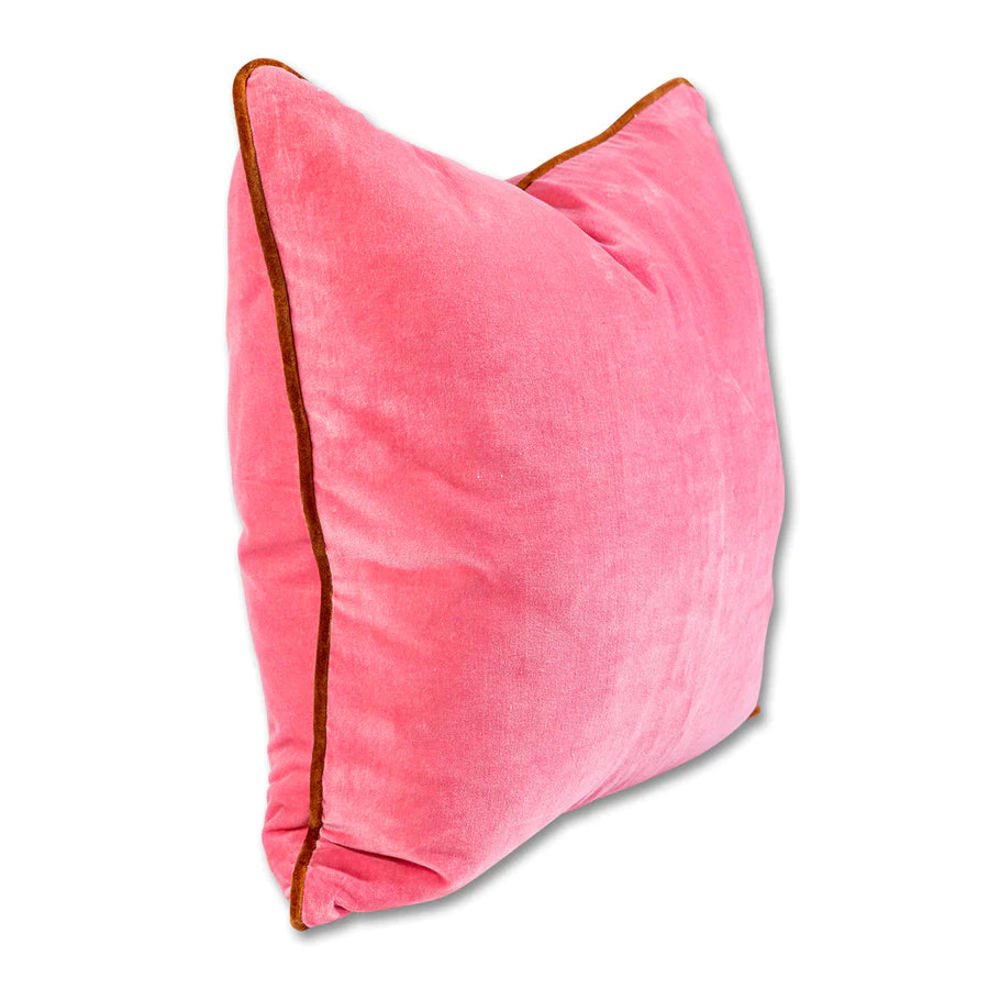 Light Pink & Rust Charliss Velvet Pillow