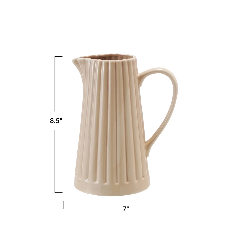 Cream Ribbed Pitcher