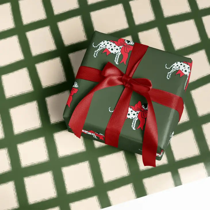 Dalmatian & Plaid Double Sided Gift Wrap Sheet Set