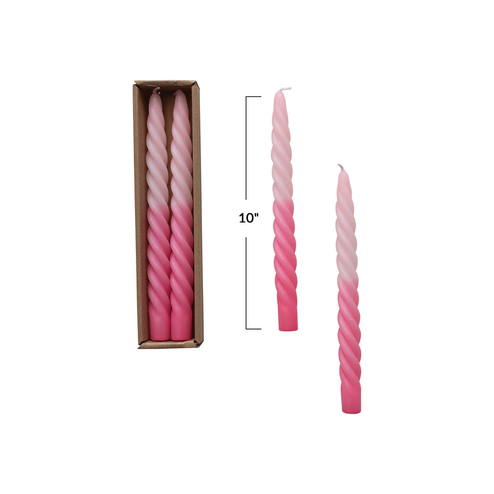 Pink Ombre Twisted Tapers, Set of 2
