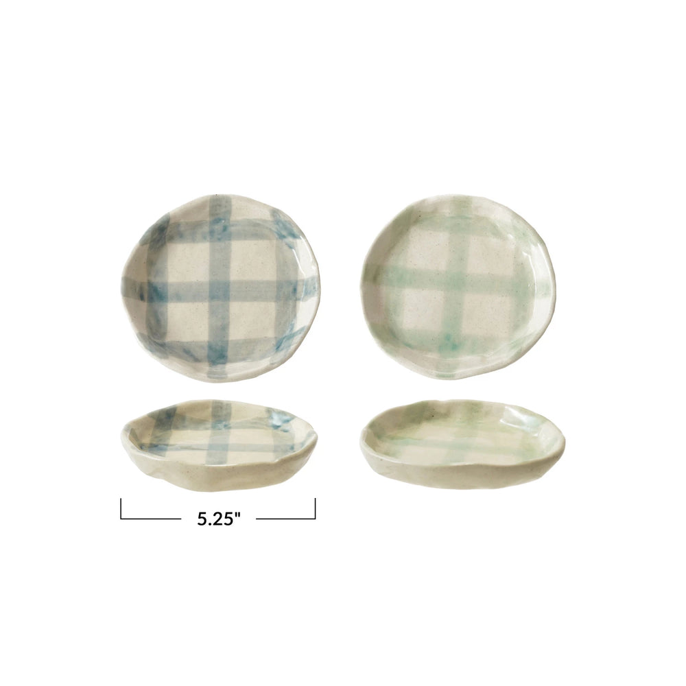 Hand-Painted Plaid Plate