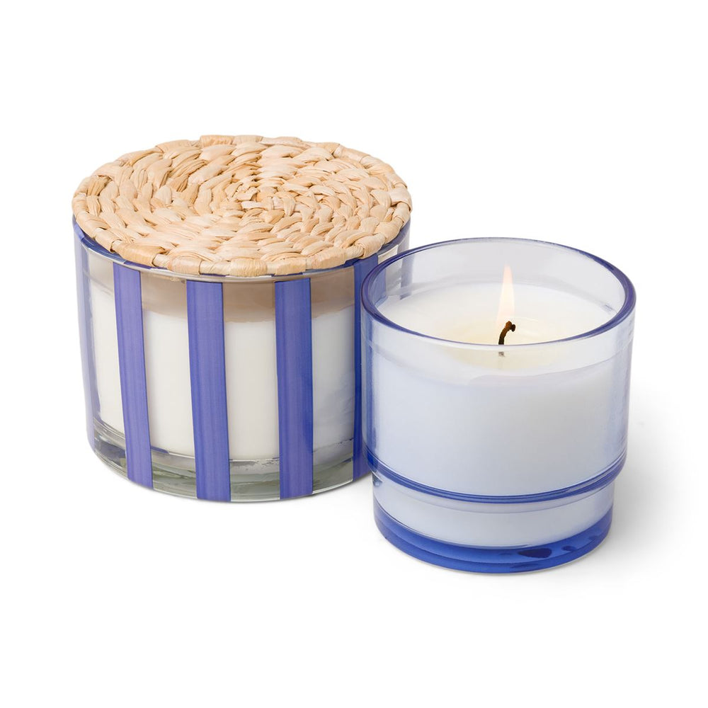 Blue Striped Candle - Rosemary + Sea Salt