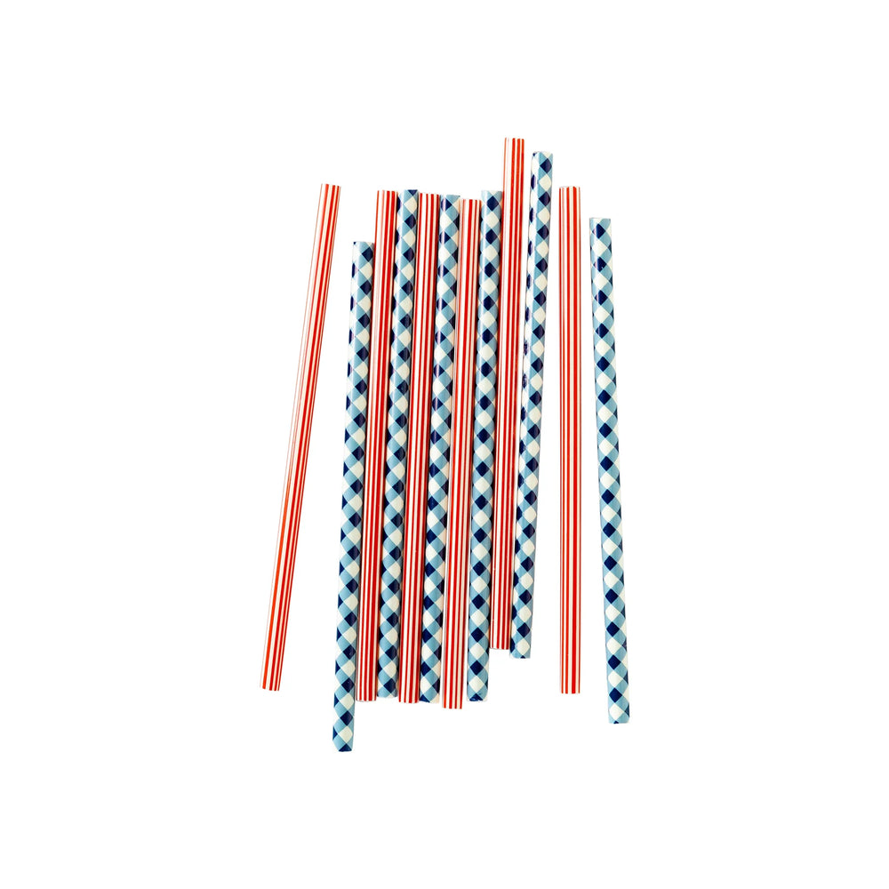 Plaid and Stripes Straws