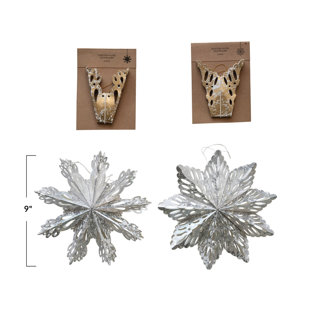 9" Metallic Hanging Snowflake