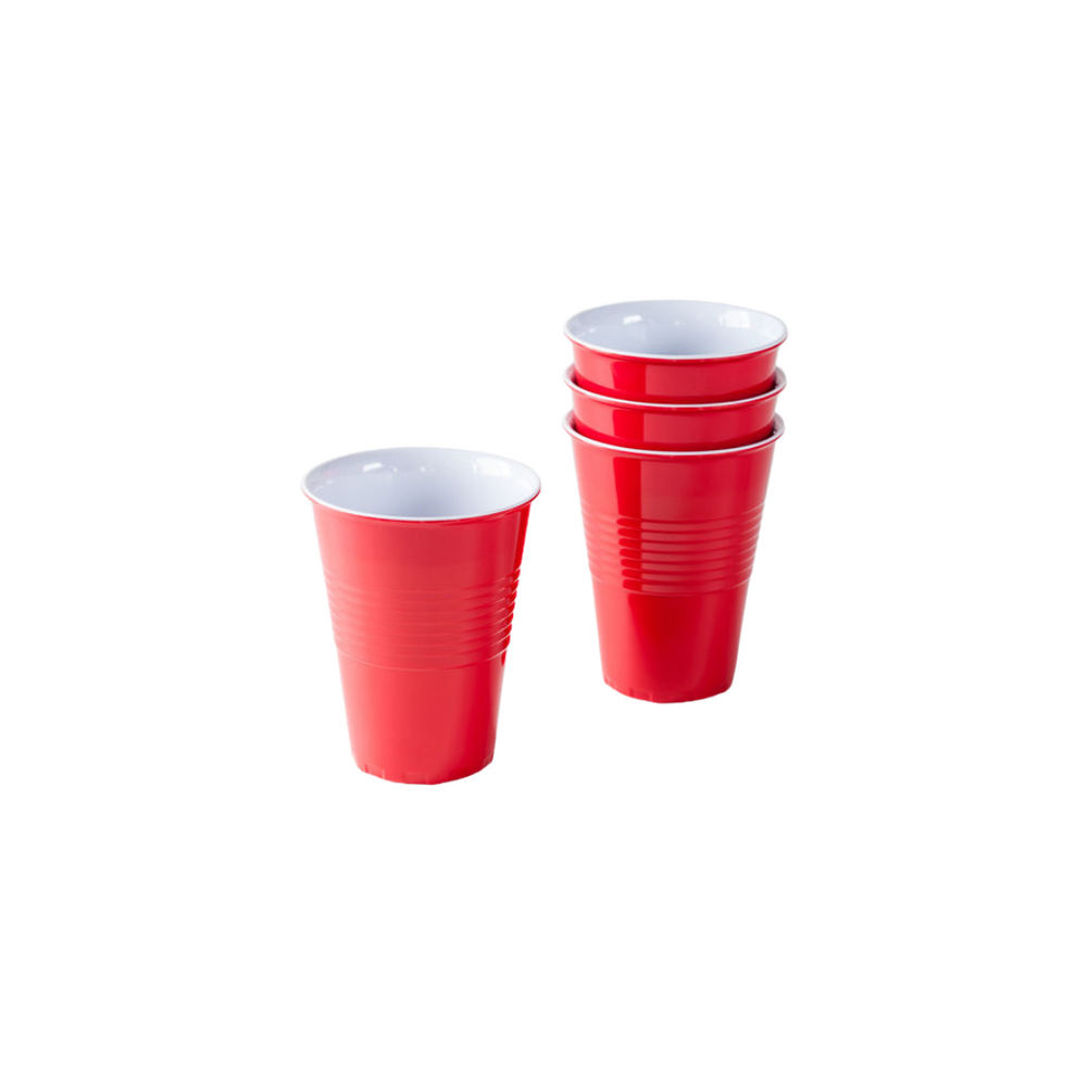 Set of 4 Reusable Melamine Red Plastic Party Cups