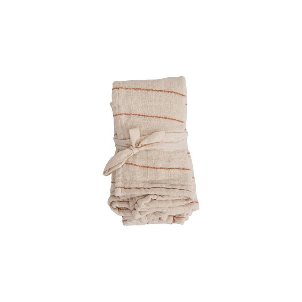 Set of 4 Rust Napkins with Stripes & Grids