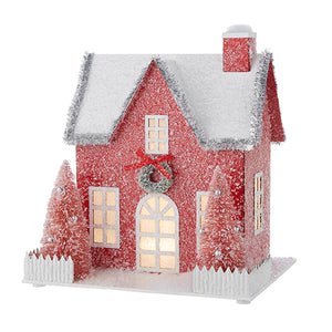 
            
                Load image into Gallery viewer, 9.5&amp;quot; Red Lighted Paper House
            
        