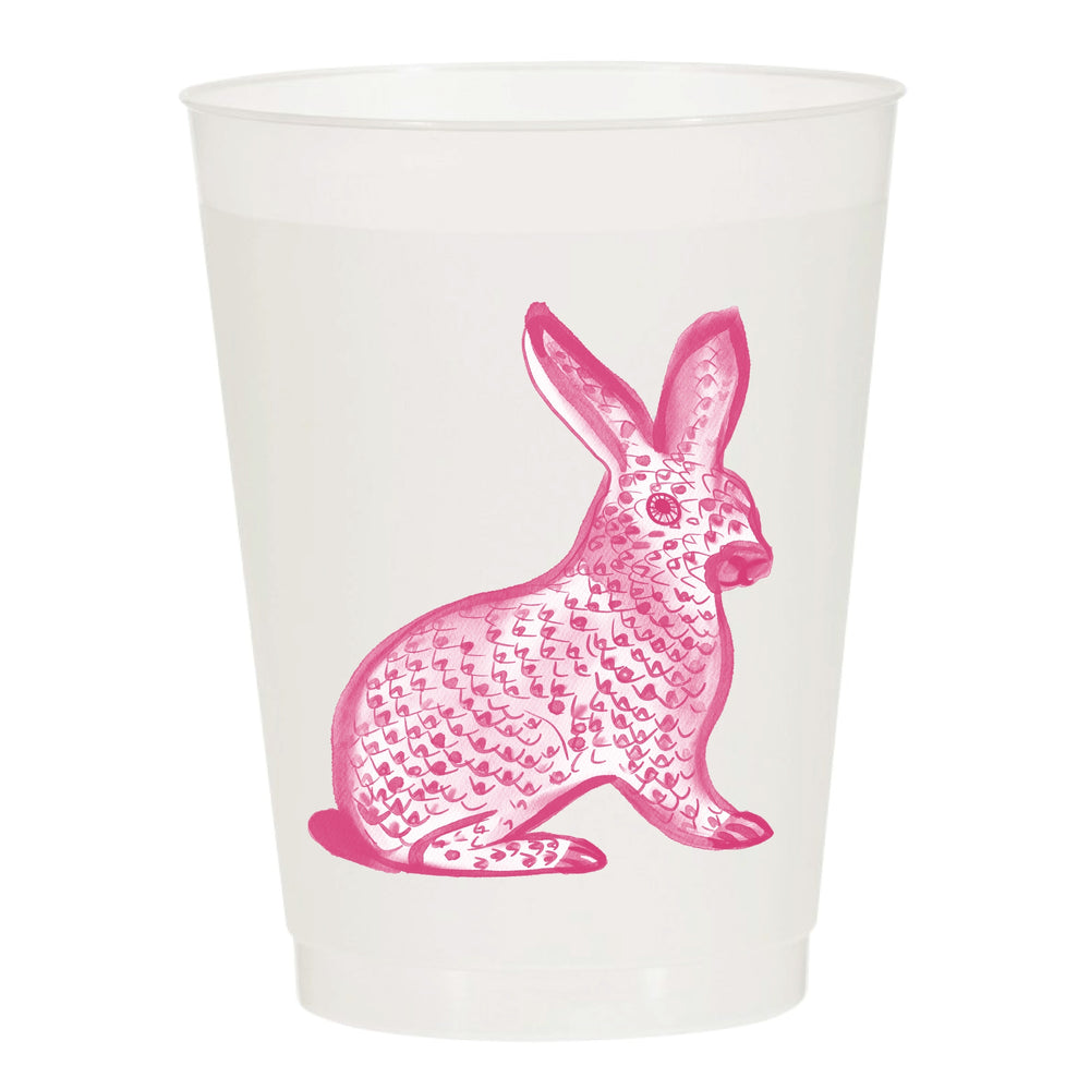 Pink Bunny Watercolor Reusable Cups
