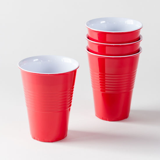 Large Red Melamine Cups Set of 4