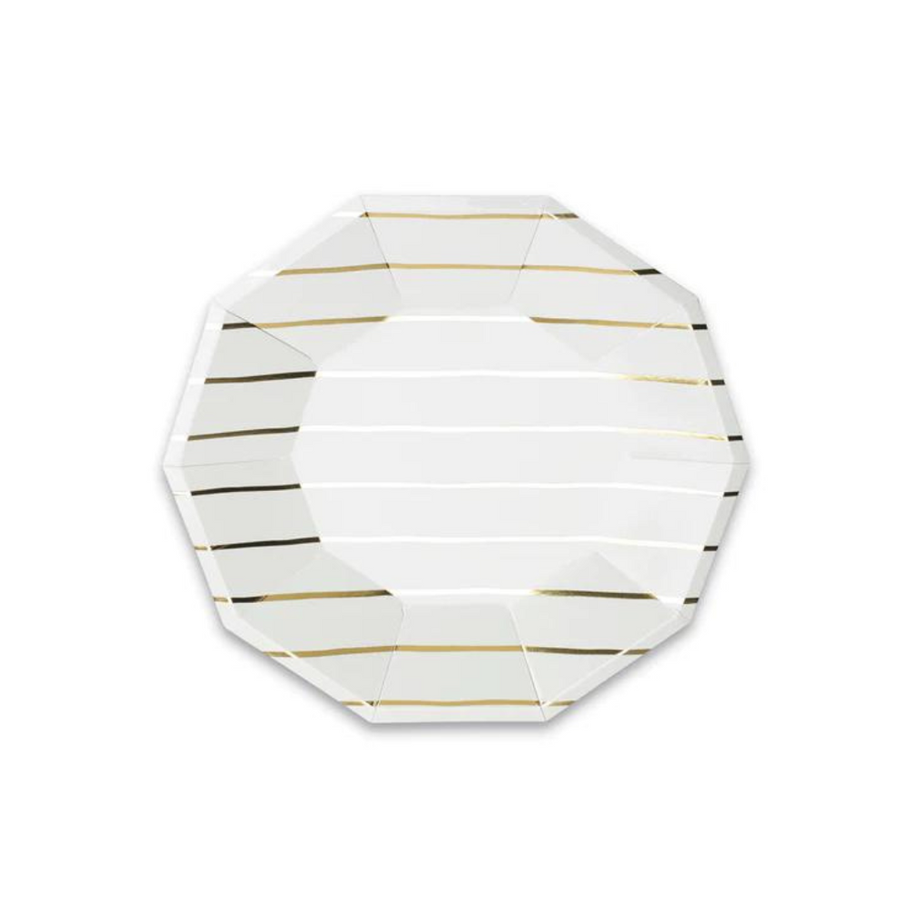 Gold Metallic Striped Large Plates