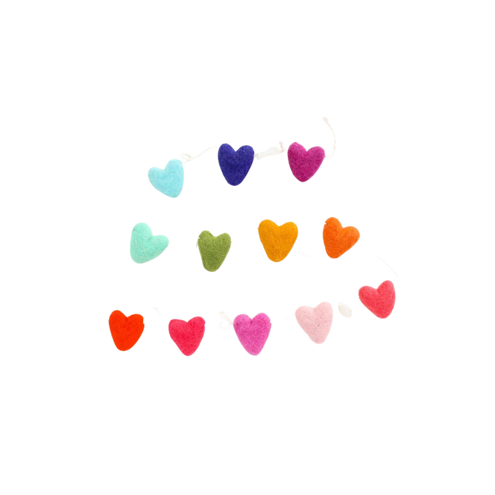 Rainbow Felt Heart Garland