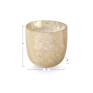 Winter White Large Crackle Glass Candle