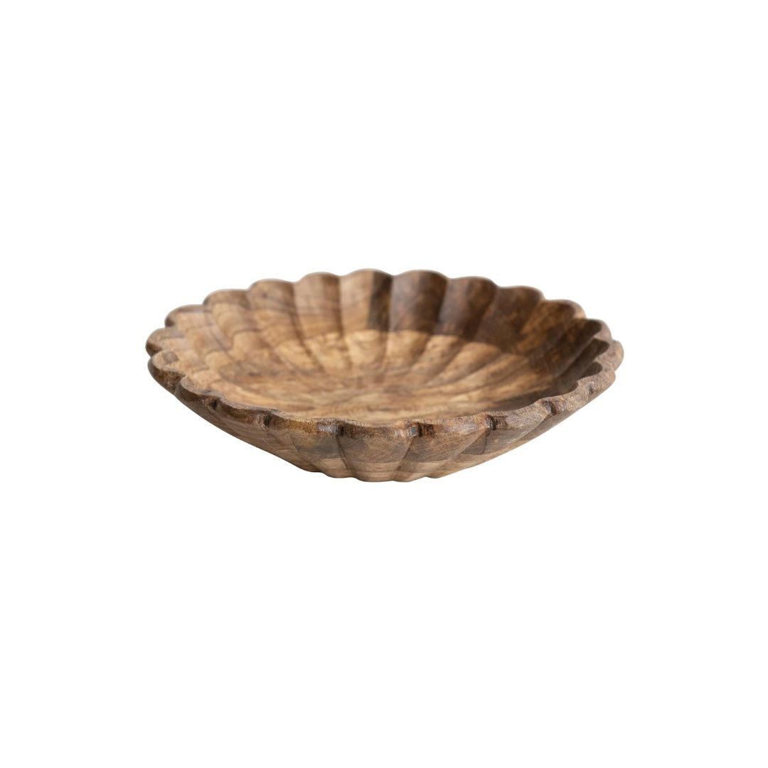 Mango Wood Scalloped Bowl