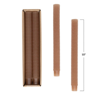 Brown Hobnail Taper Candles, Set of 2
