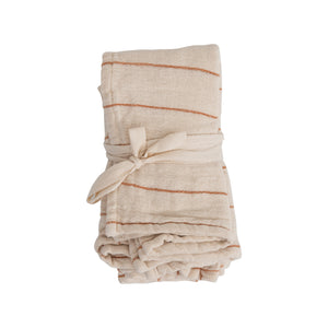 Set of 4 Rust Napkins with Stripes & Grids