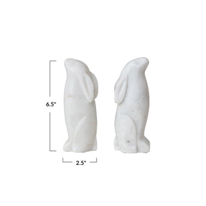 Hand Carved Marble Rabbit Bookends