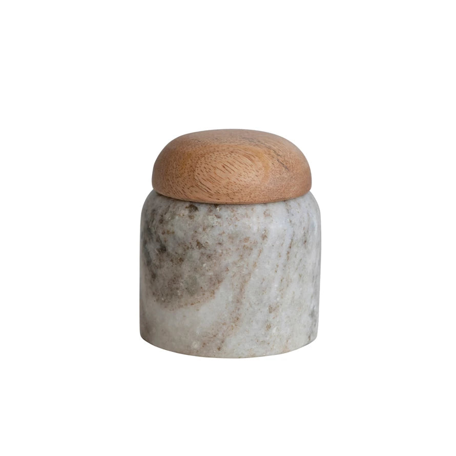 Marble Canister with Mango Wood Lid